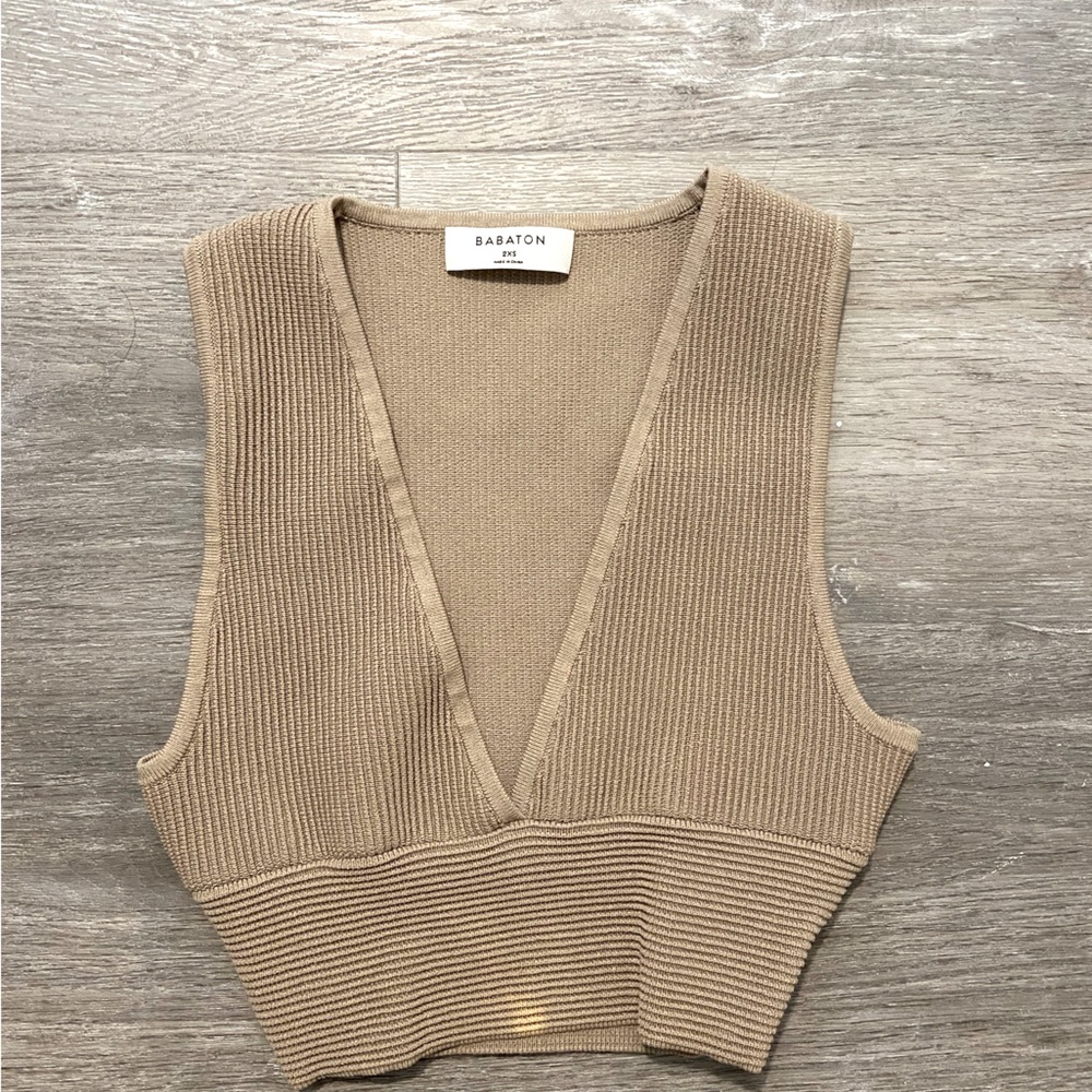 Aritzia Babaton Sculpt Knot V neck top